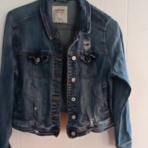 Mossimo Supply Co. Distressed Blue Denim Jean Jacket